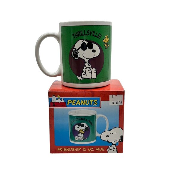 Snoopy Joe Cool & Woodstock Mug • Vandor Thrillsville • Peanuts 12 Oz Ceramic Cu - Picture 1 of 9
